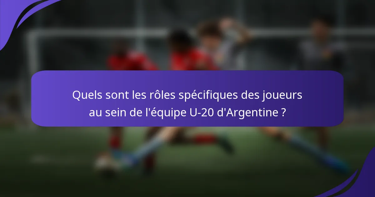 Quels sont les rôles spécifiques des joueurs au sein de l'équipe U-20 d'Argentine ?